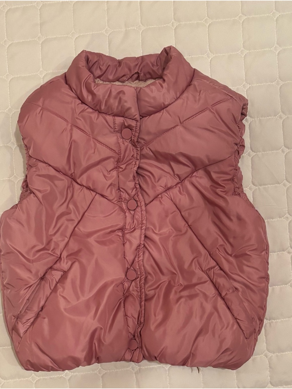 Girls Quilted Puffer Vest in Dusty Rose